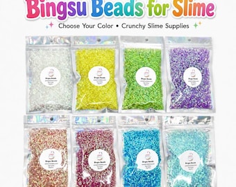 Iridescent Bingsu Beads for Slime, Crunchy Slime Beads, Slime Supplies, Bingsu Beads 4oz Bag, DIY Slime Add-Ins