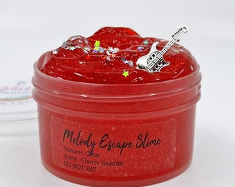 Melody Escape Clear Slime Holographic Cherry Scented, Artistic Rainbow Slime Shop