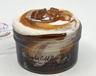 Kit para fazer slime caseiro com sabor de café gelado e abóbora, texturas transparente, espessa e brilhante (283g)