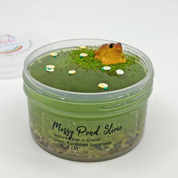 Mossy Pond Slime, Clear Gravel Slime Texture, Rainforest Scented, ASMR Sensory Toy
