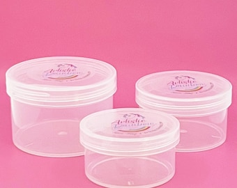 Airtight Clear Plastic Slime Container: Empty Reusable Storage Jar