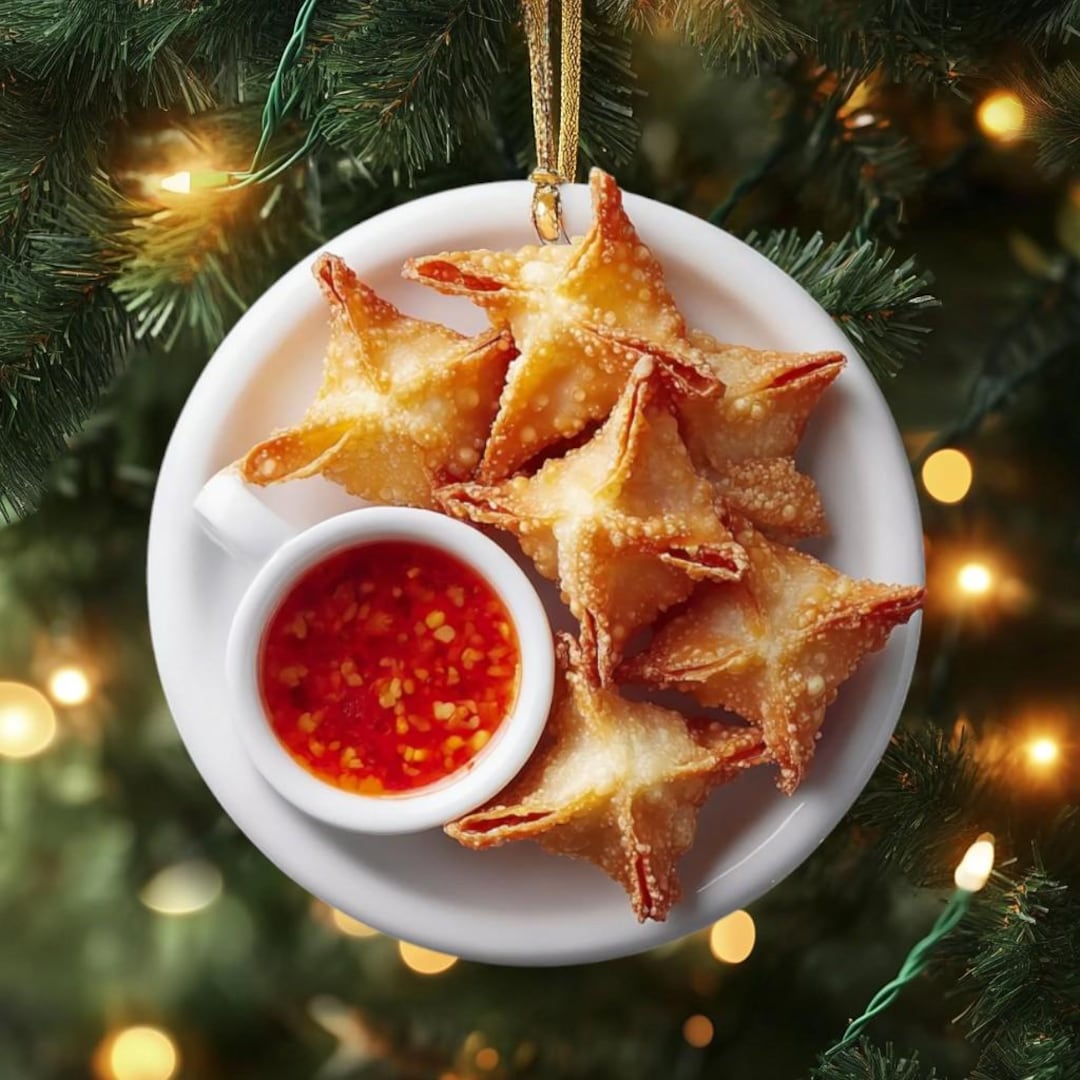 2D Flat Crab Rangoon Christmas Ornament, Funny Food Ornament for Tree ...