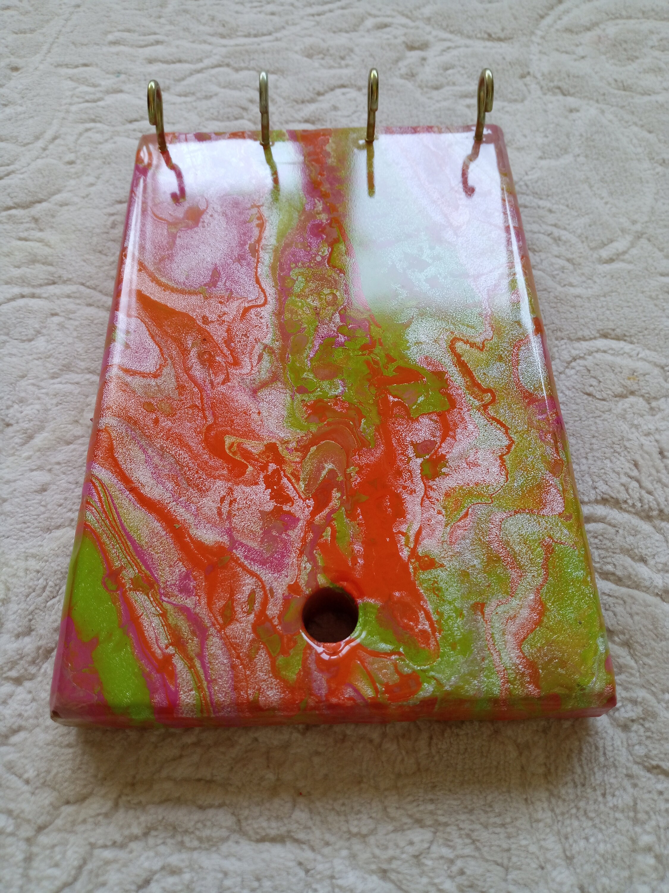 Handmade Wooden Epoxy Resin Key Holderentryway Colorful Small Etsy