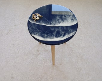 Ocean Wave Resin Coffee Table: Beach House Decor, Coastal Art
