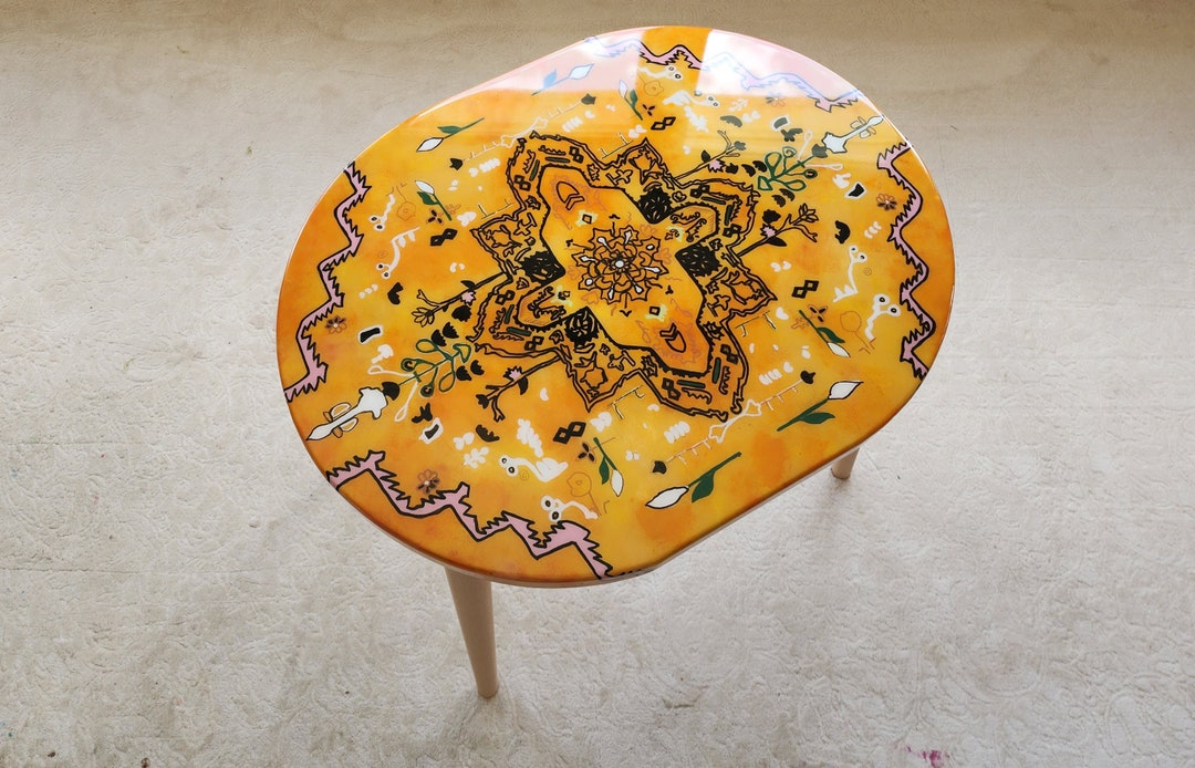 Handmade Rug Desin Epoxy Resin Carpet Art Table,modern Ottoman Oriental ...