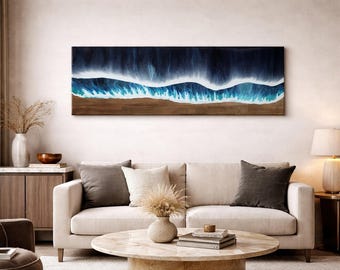 Seaside Ocean Wave Resin Wall Art: Beach House Boho Decor