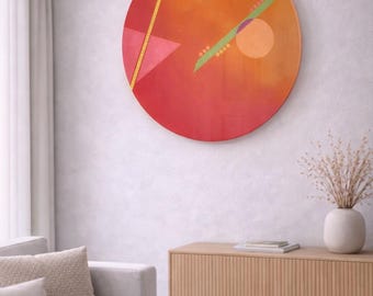 Large Colorful Abstract Epoxy Wall Art, Hand-Painted Furniture