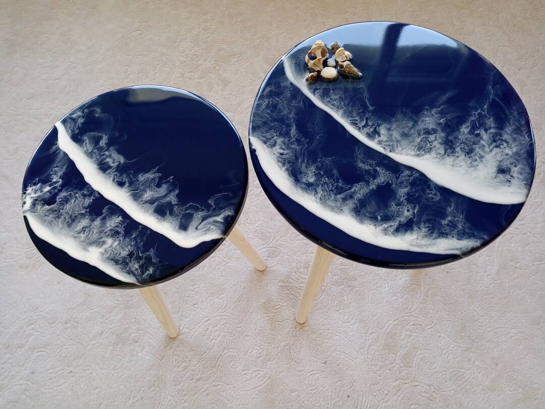 Epoxy Resin Ocean Wave Coffee Table: Coastal Beach House Decor - Etsy