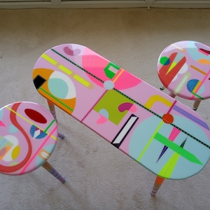 Mesas de centro auxiliares de resina epoxi abstractas y coloridas, regalo para el día de la madre, regalo de aniversario, regalo para animar, positividad, regalos reflexivos y geniales para ella