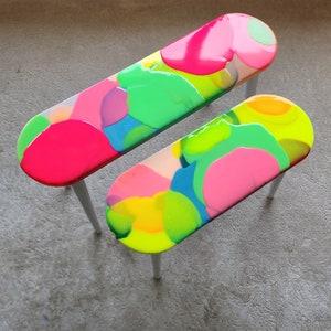 Handmade Pink Resin Coffee Table Set: Eclectic Abstract Art Decor