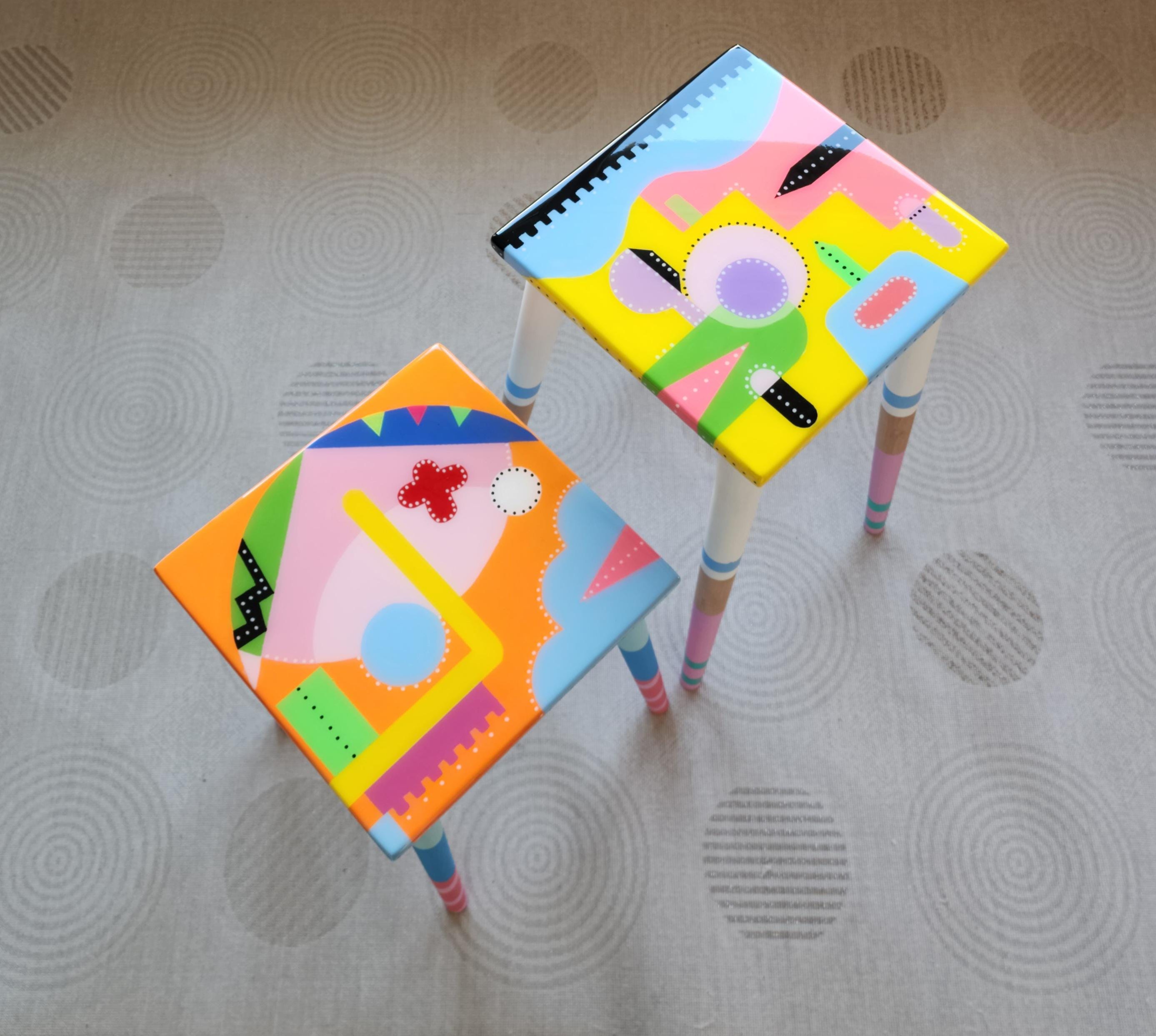 Hand Painted Resin Coffee Tables: Abstract Art, Quirky Modern Design ...