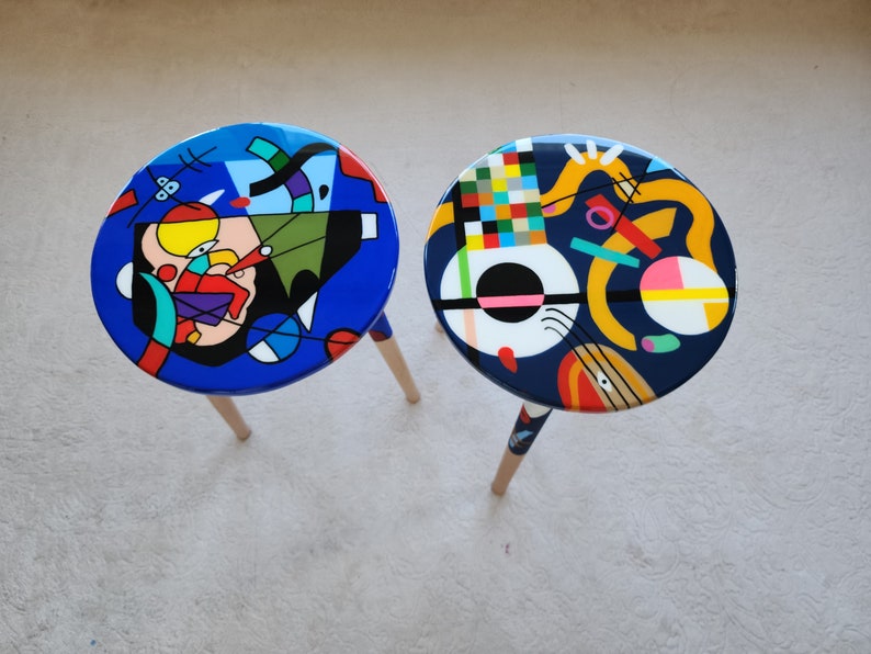 Round Unusual Abstract Funky Colorful Side Resin Coffee Tables - Etsy