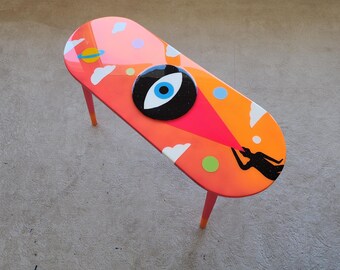 Handmade Epoxy Resin Coffee Table, Abstract Boho Art Furniture