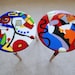 Red White Abstract Funky Colorful Side Resin Coffee Tables,maximalist ...