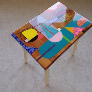 Handmade Epoxy Resin Side Table: Boho Farmhouse Decor