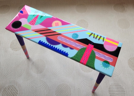 Handmade Colorful Resin Console Table, Abstract Pop Art Epoxy Side