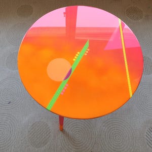Pink Abstract Resin Side Table: Boho Eclectic Coffee Table