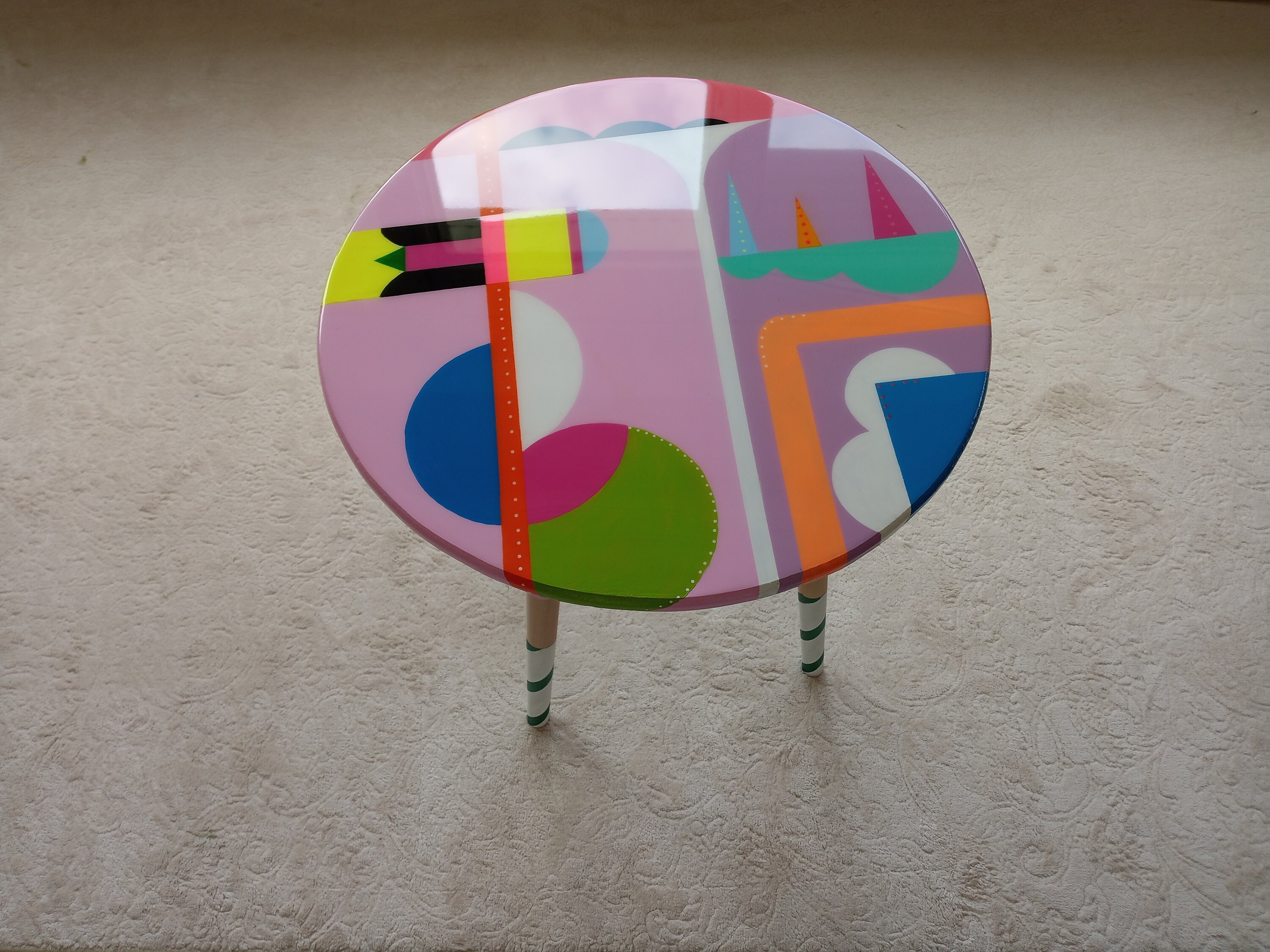Abstracted Table Handmade Pink Abstract Resin Coffee Table: Funky Colorful Side Table - Etsy