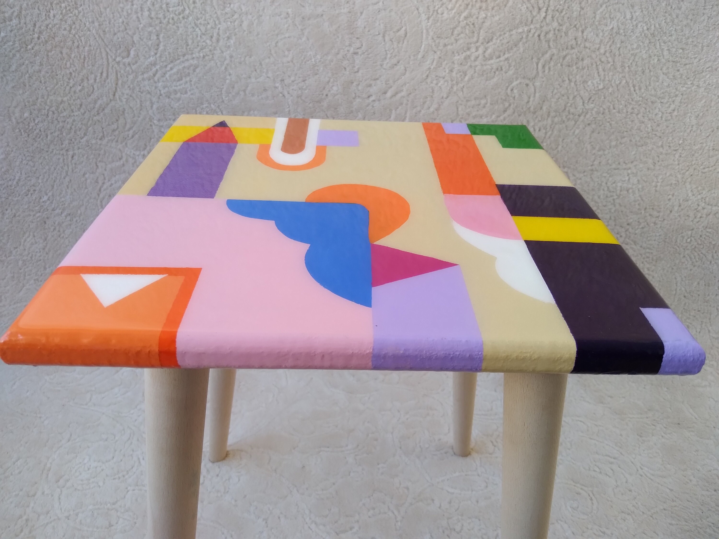 Kleiner quadratischer Acrylgemalter Beistelltisch Epoxidharz | Etsy