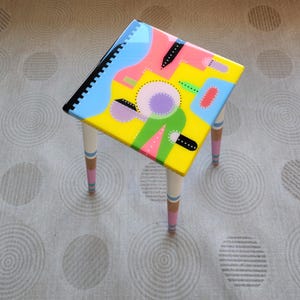 Yellow Resin Coffee Table: Funky Modern Art, Painted Legs