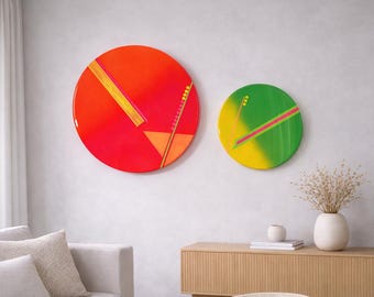 Abstract Resin Wall Decor, Colorful Groovy Art, Set of 2