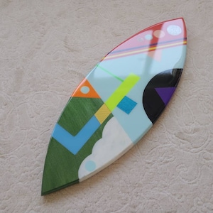 24 inch Epoxy Resin Surfboard Wall Art, Surfers gift, Bar Decor, Beach House Decor, Сhild&#39;s room Decor, Wood Surfboard Sign,Cool Funky Art