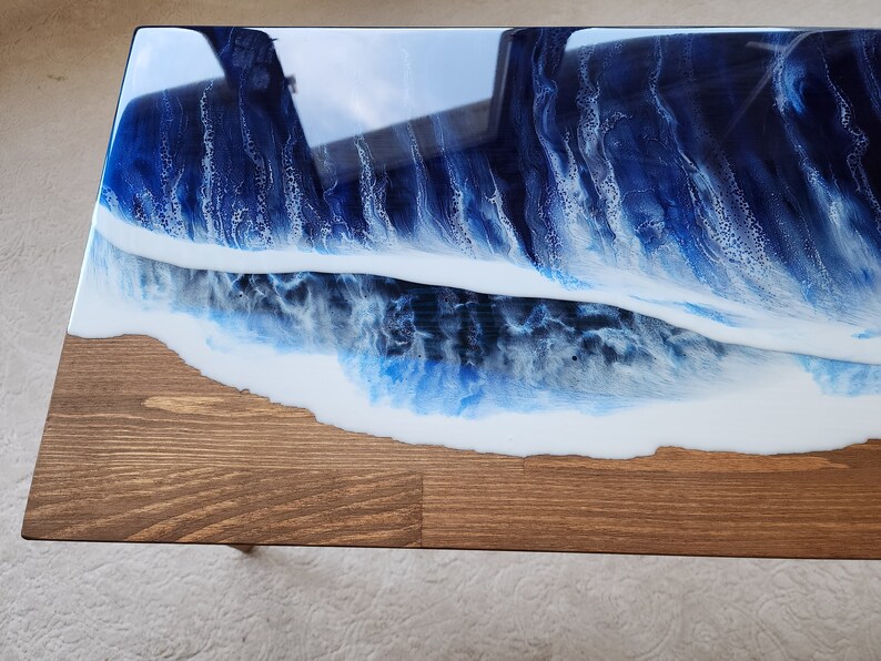 Ocean Wave Epoxy Resin Side Table: Beach Themed Nautical Decor - Etsy