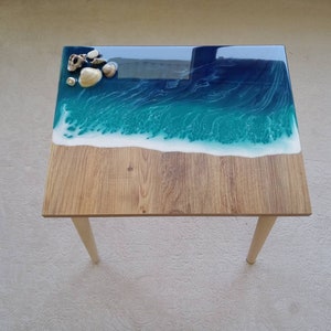 Ocean Wave Resin Coffee Table: Beachy Nautical Home Decor