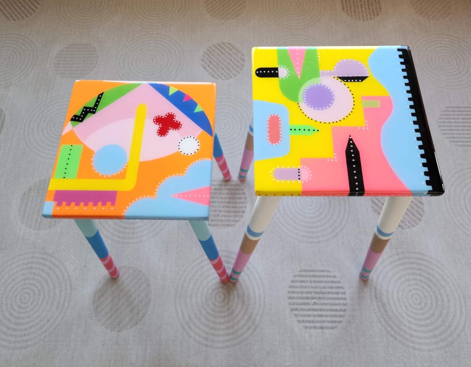 Hand Painted Resin Coffee Tables: Abstract Art, Quirky Modern Design ...