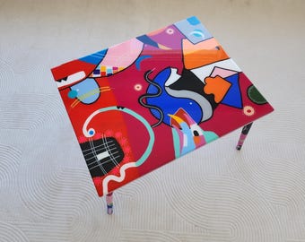 Harz-Beistelltischkunst, handgemachte abstrakte Holzmöbeldekoration