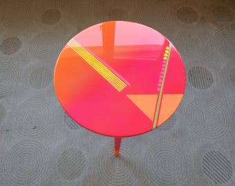 Abstract Resin Side Table, Pink Colorful Coffee Table, Modern Boho Decor