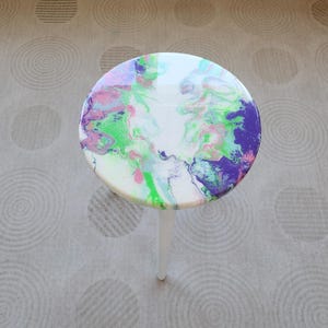 Handmade Colorful Resin Side Table: Modern Eclectic Art Coffee Table