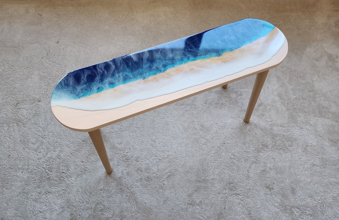 Ocean Wave Epoxy Resin Side Table, Beach House Decor - Etsy