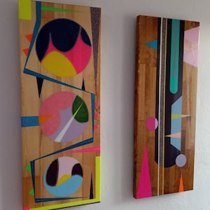 Modern Abstract Hand Painted Resin Wall Hanging Decor, Wooden Luxury Wall Art, Colorful Funky Living Room Custom Made Unique Epoxy Wall Art
