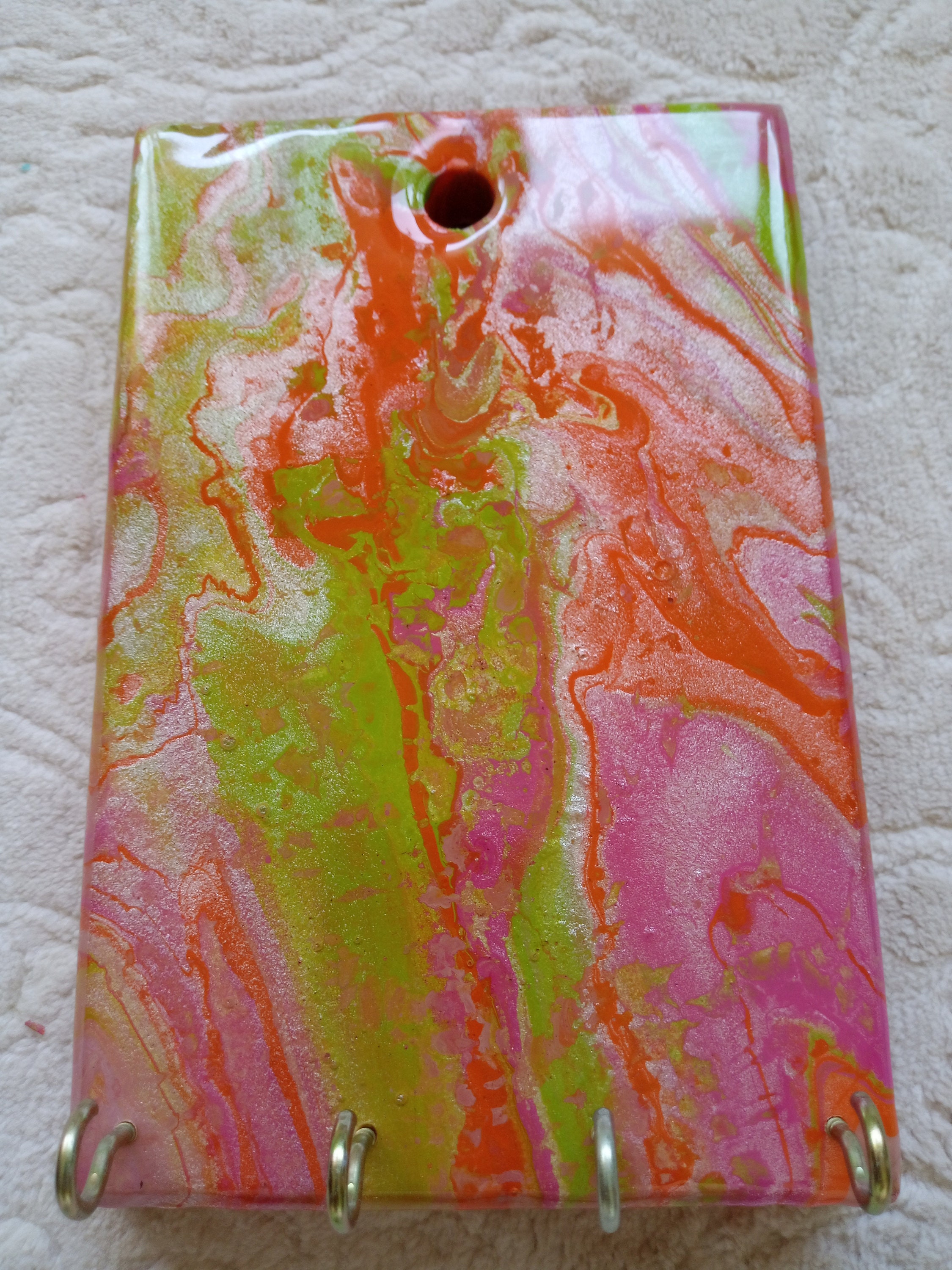 Handmade Wooden Epoxy Resin Key Holderentryway Colorful Small Etsy