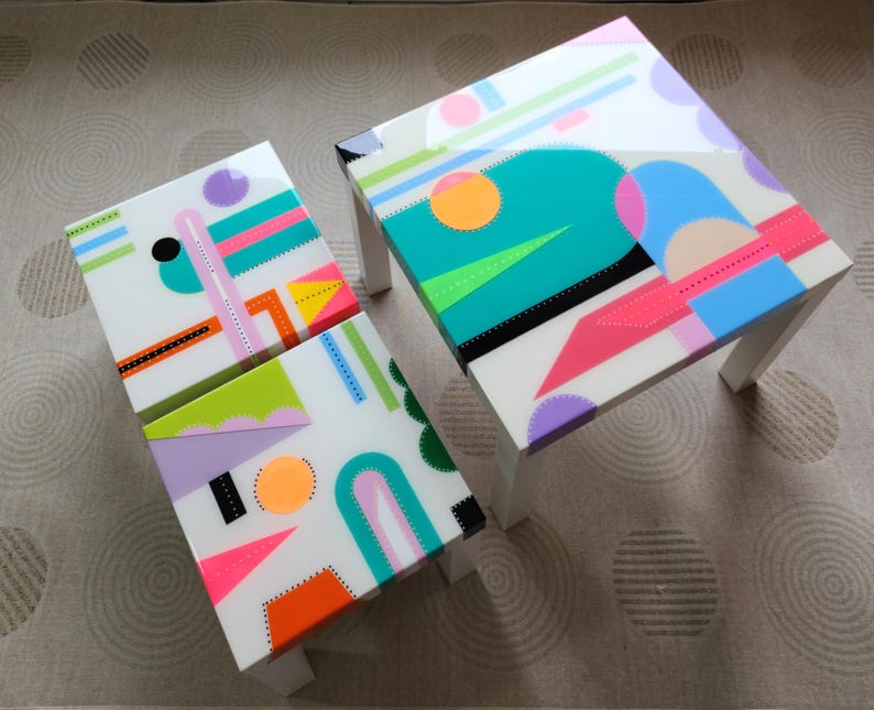 Handmade Resin Coffee Tables (set of 3): Colorful Abstract Boho Wood - Etsy