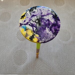 Handmade Resin Coffee Table: Round Boho Side Table, Colorful Abstract Art