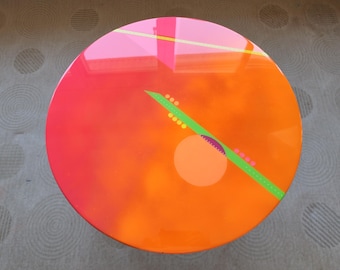 Pink Abstract Resin Side Table: Boho Eclectic Coffee Table