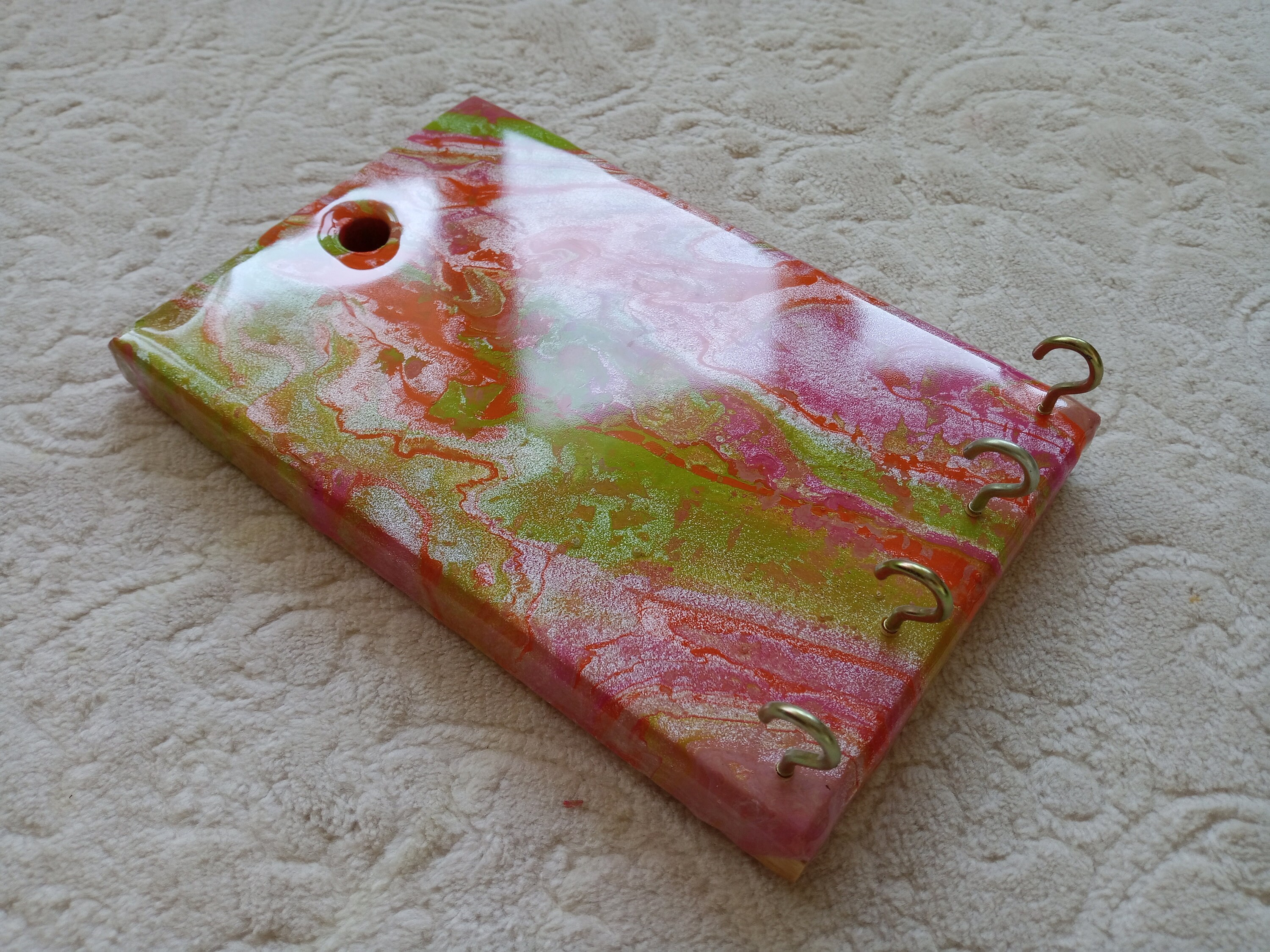 Handmade Wooden Epoxy Resin Key Holderentryway Colorful Small Etsy