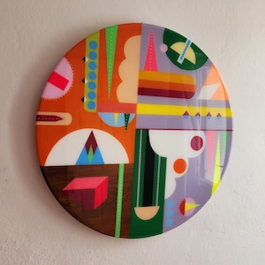 Large Resin Colorful Original Artwork Epoxy Wall Art Decor, Unusual Abstract Funky Cool Housewarming Gift,Stylish Wooden Painted Home Decor