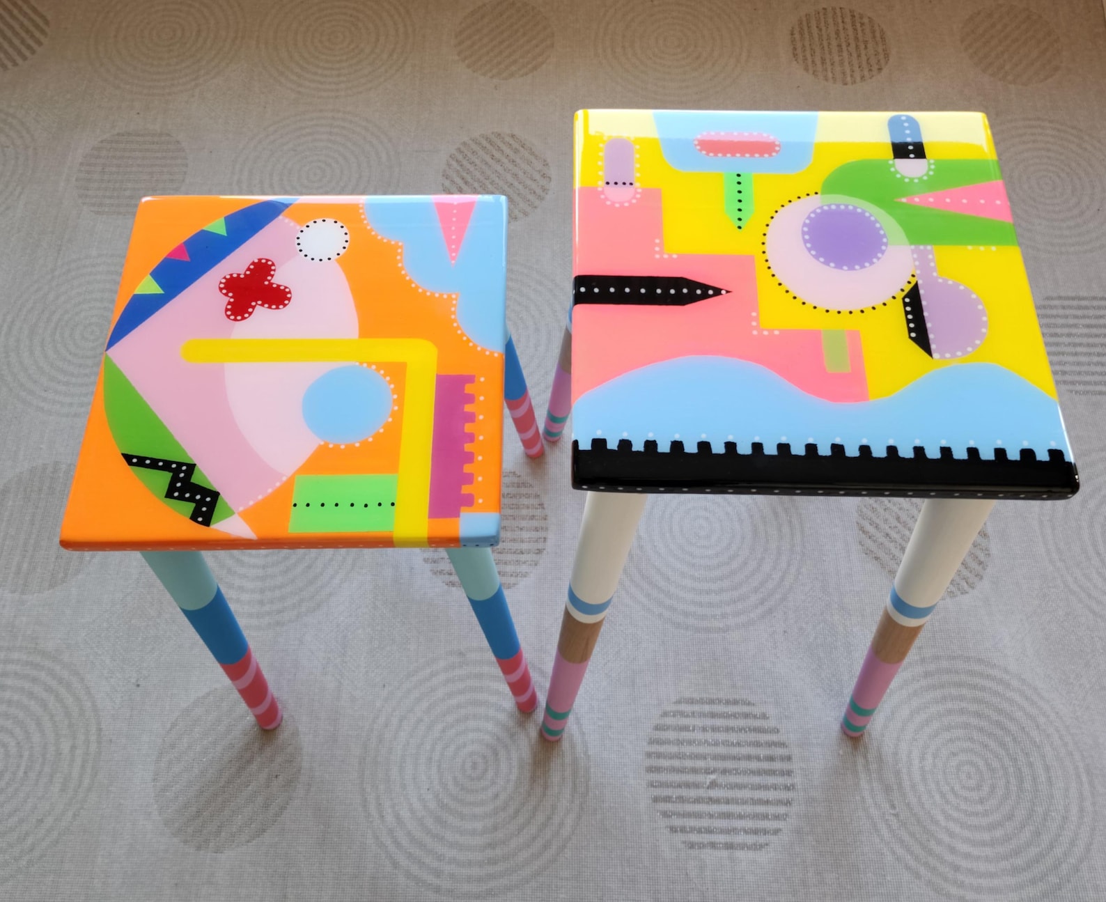 Hand Painted Resin Coffee Tables: Abstract Art, Quirky Modern Design ...