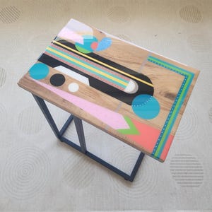 Handmade Epoxy Resin C Table: Colorful Wooden Laptop Stand