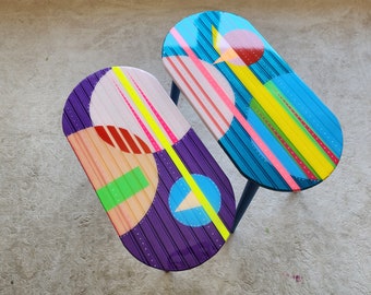 Vibrand Abstract Wood Side Tables, Handmade Resin End Coffee Tables, Boho Art Decor