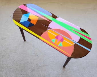 Handmade Resin Coffee Table: Colorful Abstract Pop Art Side Table