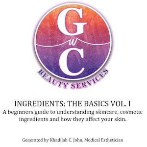 SKINCARE & Cosmetic INGREDIENTS Beginners Guide EBOOK Template, Digital Download Beauty Services the Basics Vol. 1 Esthetician Ebook