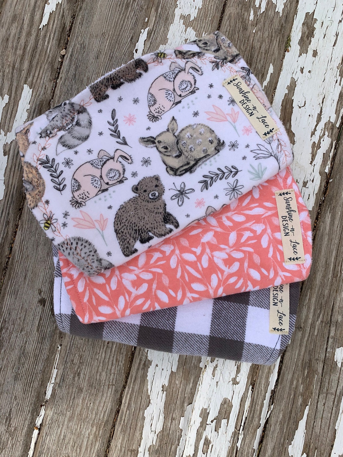 Pack of three baby girl flannel burp cloths Etsy