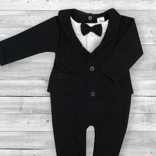 Baby Boy Black Allinone Suit Wedding Christening Formal Etsy