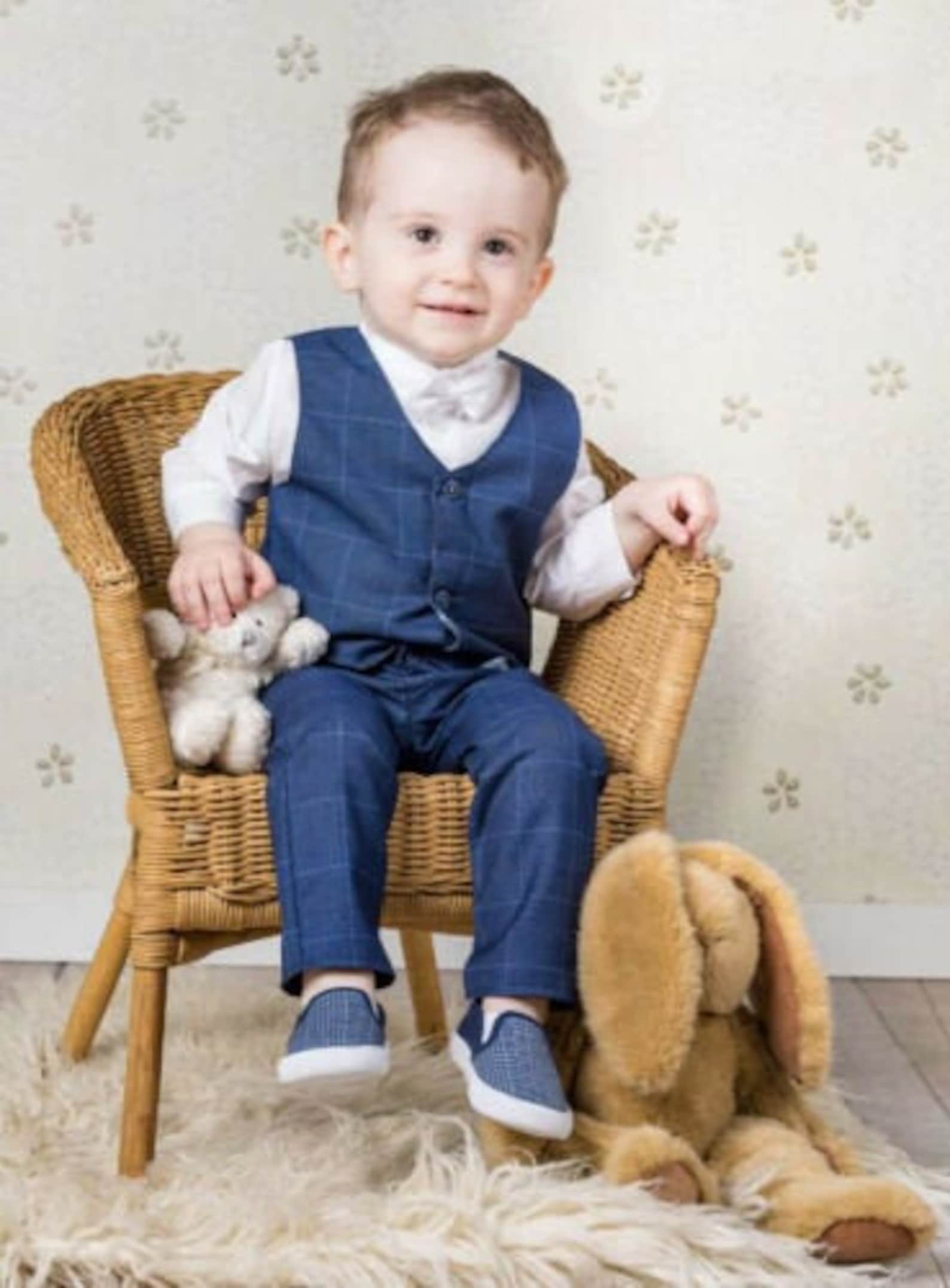 Baby Boys Navy Checker Outfit Smsrt Set Formal Suit Wedding Etsy UK