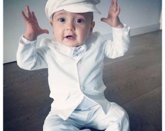 Baby Boys 6-piece White Suit Baptism / Wedding / Christening / Formal Party Event Outfit Set Sizes: 0 -18mths