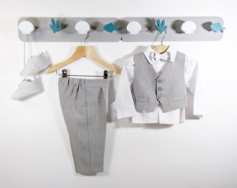 Baby Boys Grey Formal Outfit Suit Smart Set Christening Baptism Wedding 0-24m